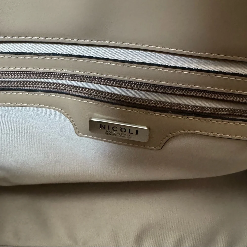 Nicoli // grey, orange structured shoulder bag cm